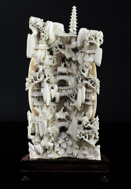 A Chinese ivory carving, first half 20th century, total height 25cm